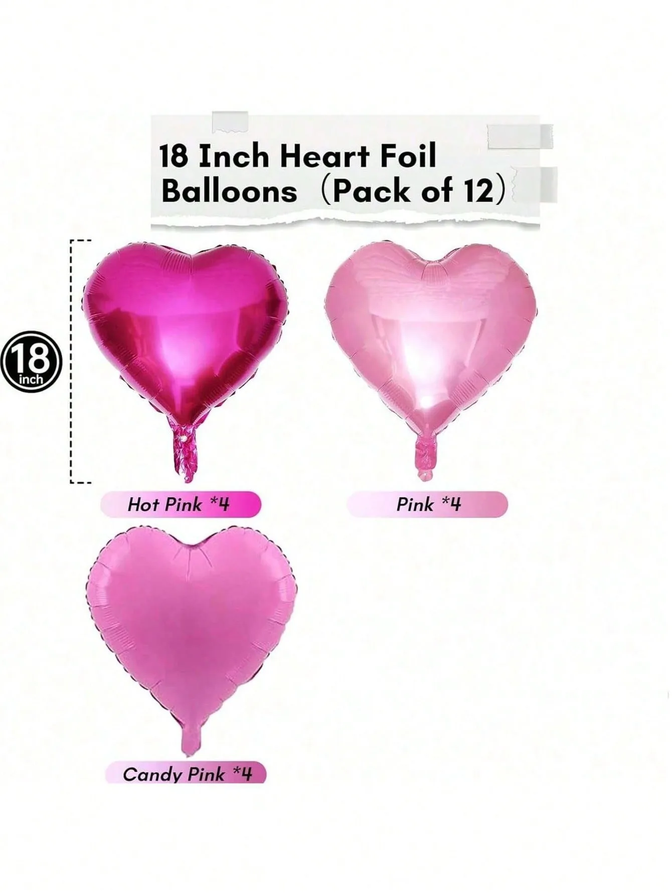 Hot Pink Heart Foil Balloons Magenta Light Pink Heart‑Shaped Balloons for Valentine Wedding Birthday Party Anniversary Decor view 5