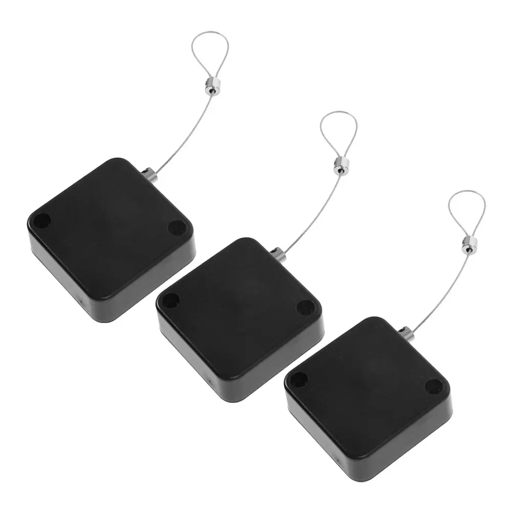 

3pcs Black 1M Anti Theft Retractable Steel Wire Holder Box 2 Locks Cable Case Automatic Telescopic Anti Lost