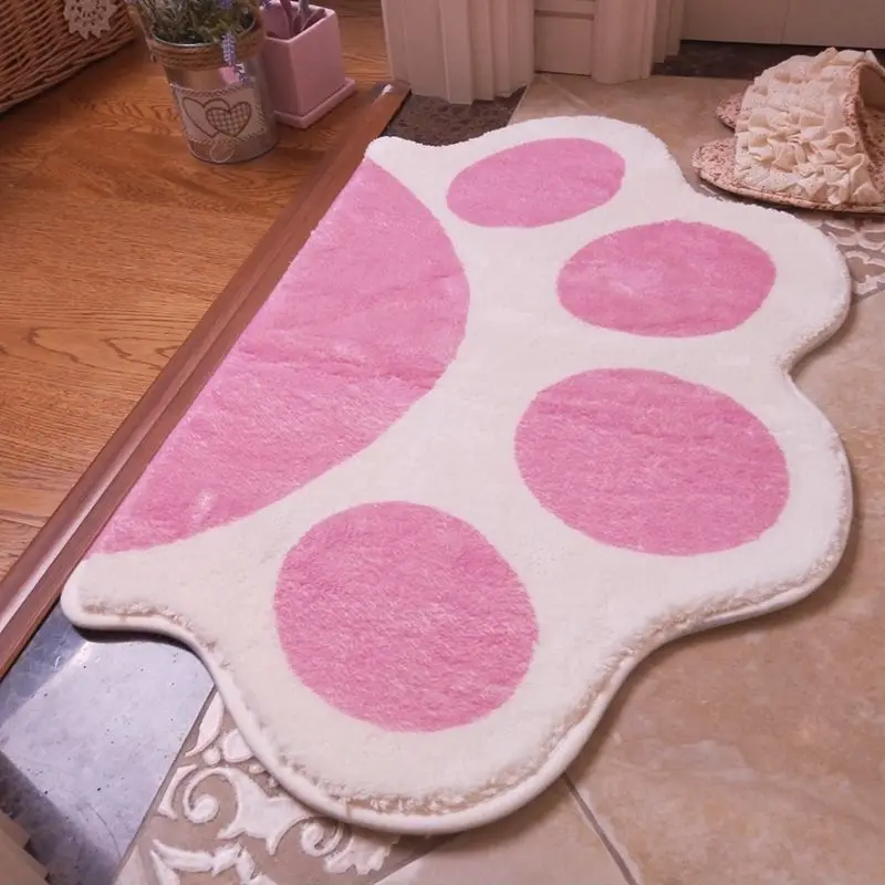 Kwwaii cat Carpet Doormat Cute Anime Mat Girl's Rug Bedroom Bedside Blanket Pink Rug Cat Claw Water Absorbent door Mat Non Slip