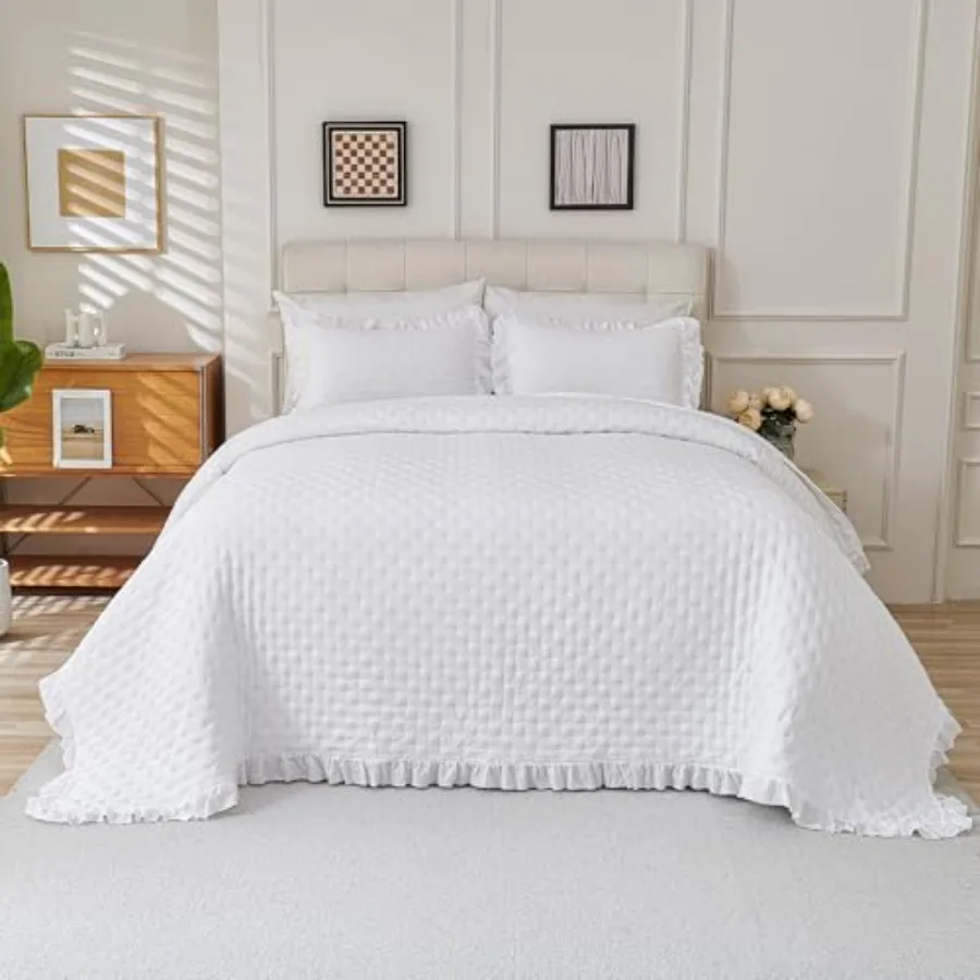 

Комплект покрывал King Size из 3 предметов - двустороннее стеганое покрывало с 2 наволочками, легкий мягкий полиэстеровый комплект постельного белья для A