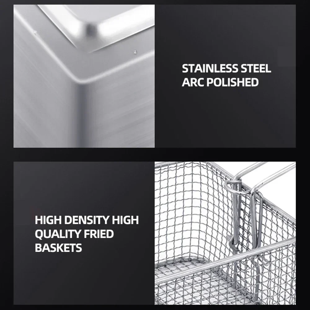 Double Deep Fryer Stainless Steel Electric Fryer Commercial Countertop Chicken French Fries Frying Chips Fryer 20L