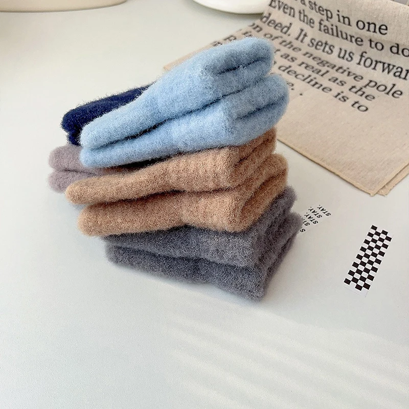 Cute Stripe Winter Kids Girl Boy Knit Gloves Soft Warm Hand Plush Glove Mittens Children Warmer Handwear 2-6 Years Old