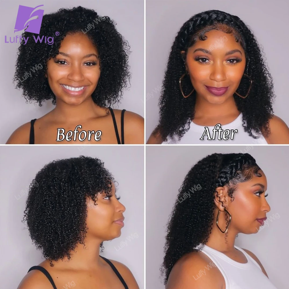 Luffy Seamless Pu Clip em extensões de cabelo humano, Afro Kinky Hair Bundles, real encaracolado, cabelo Remy brasileiro, 3C, 3B, 100g, 7pcs