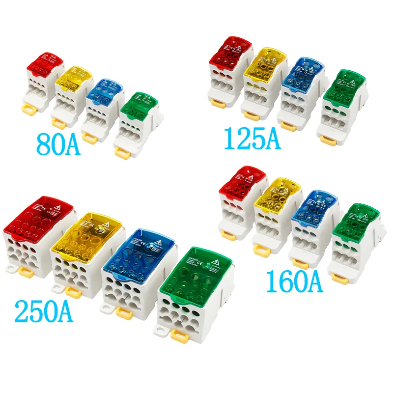 Distribution Box One In Several Out Power Wire Universal Electric Connector Junction Din Rail Terminal Block UKK 80A160A250A400A