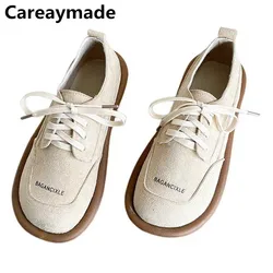 Careaymade-Women's shoes retro literary single shoes Soft Sole handmade soft sole casual shoes low top lace up flat shoes