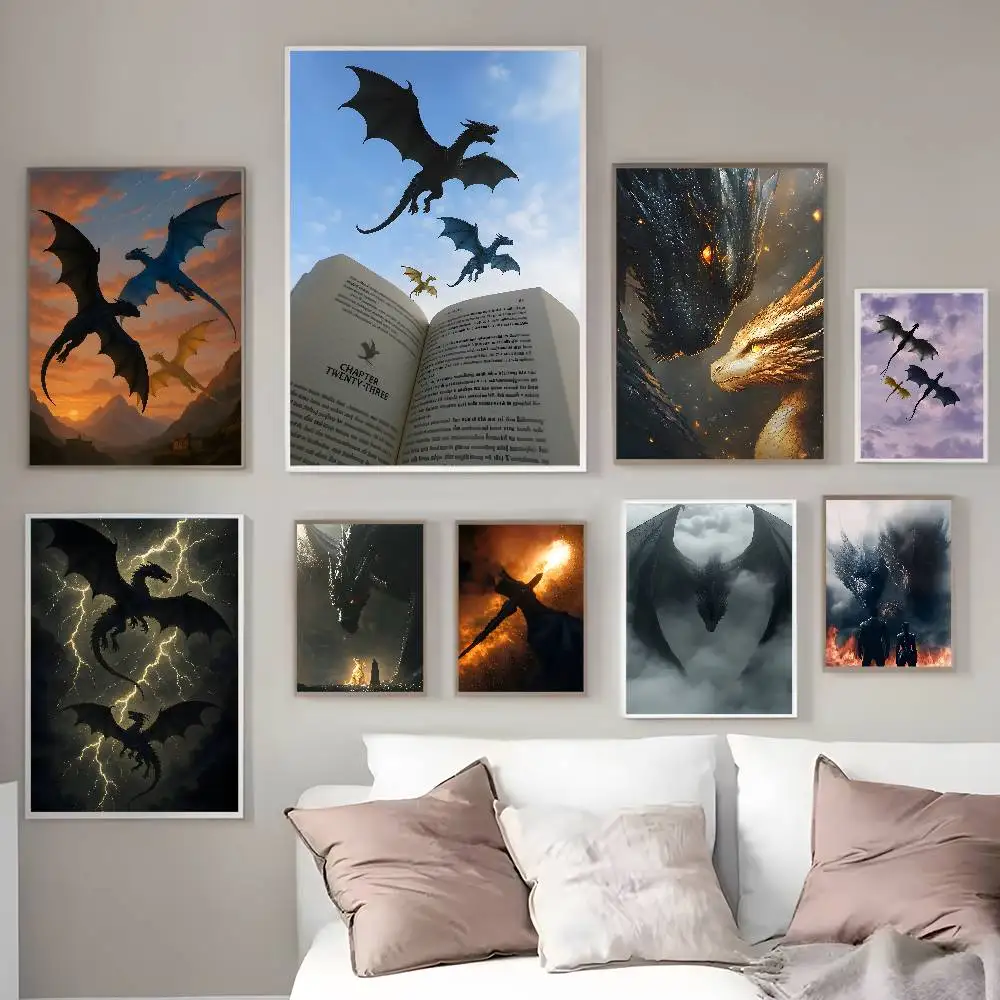 Плакат Fourth W-Wing Dragon HD, искусство, липкая стена, водонепроницаемый, для дома, гостиной, спальни, бара, эстетическое украшение