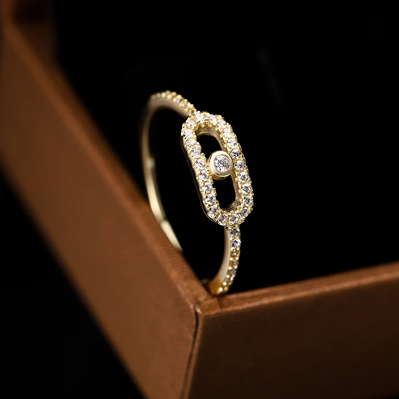 خاتم نسائي رائع من الفضة الإسترليني عيار 925 على شكل هندسي أنيق مجوهرات نسائية هدية للذكرى السنوية خاتم الزواج