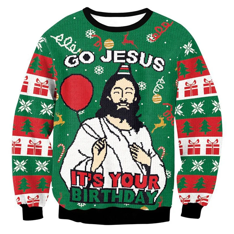 

2024 Men And Women Autumn Ugly Sweatshirts Casual Sports X'mas Style 3D Printed Street Boys Kids Pulloverts Long Sleeve Clothing