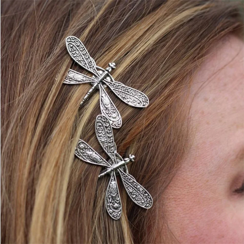 2 Teile/satz Metall Libelle Haar Clip Pins Mädchen Haarnadel Haarspange Vintage Haarnadeln Frauen Zubehör Schmuck Geschenke – Detail 7