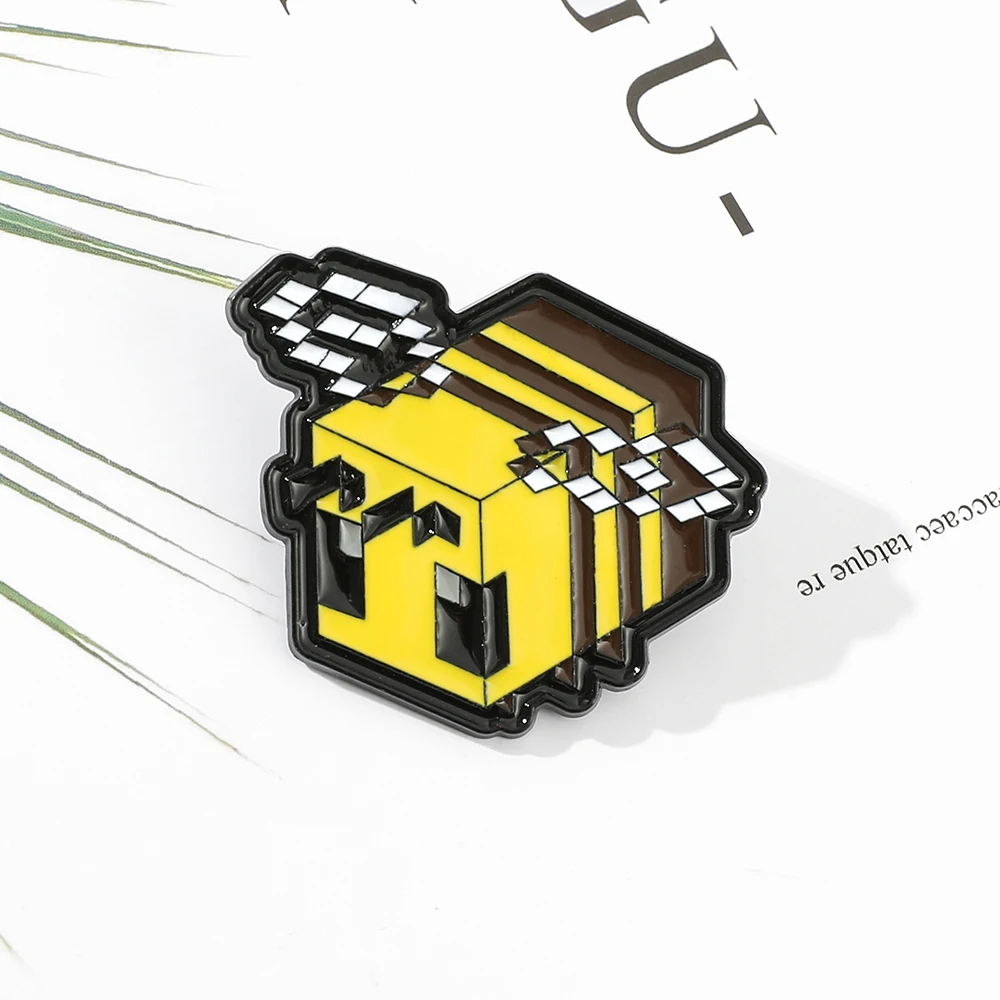 Kreative Spiel-Modell-Anime-Emaille-Pins, Pixel-Bienen-Soft-Reversnadeln, Minecraft-Broschen für Damen, Modeaccessoires, Geschenke – Detail 4