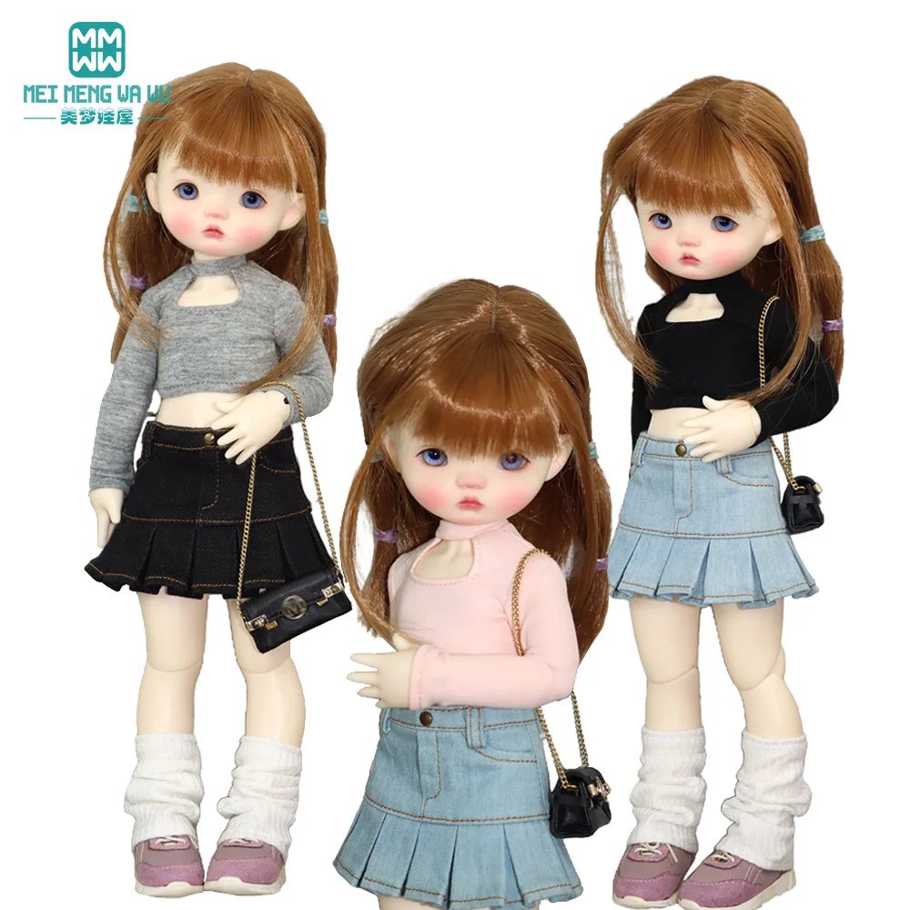 Fit 30cm 1/6 BJD YOSD Doll Clothes Fashion plaid vests Cowboy skirts Pleated skirts Girl Gifts