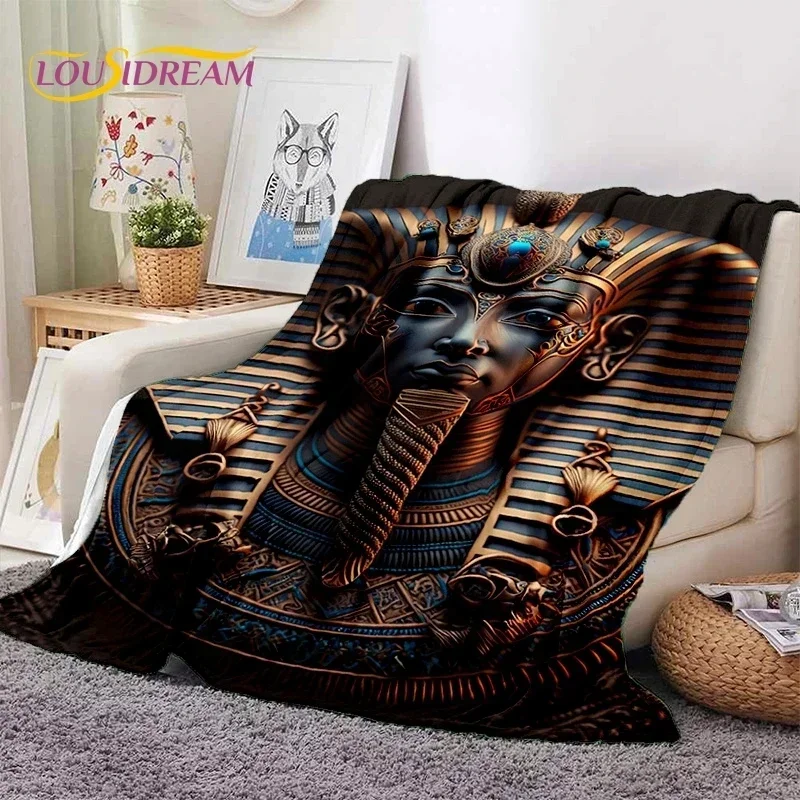 Winter Print Baby Blanket Pharaoh Hieroglyphic Egyptian Mythology Babes Carpet Keep Warm Comfortable for Sofa Bedroom