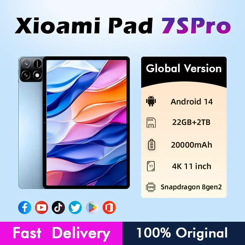 

2025 Global Version Xioami Pad 7 Pro 144Hz Snapdragon 8 Gen 2 Mobile Platform 20000mAh Dolby Atmos 2T Memory 5G Network Tablet