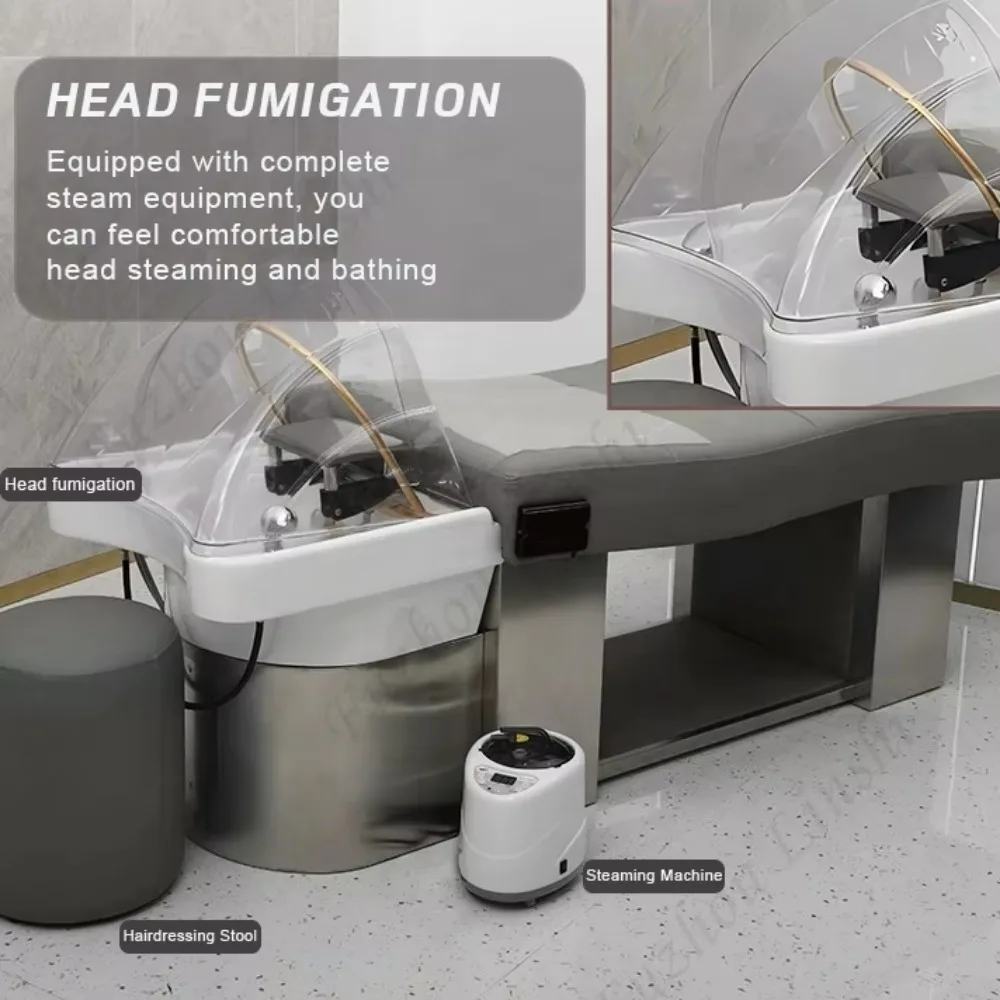 Hot Sale Salon Station With Head Spa Equipment Massage Table Ceramic Shampoo Basin Hair Wash Bed - view 3