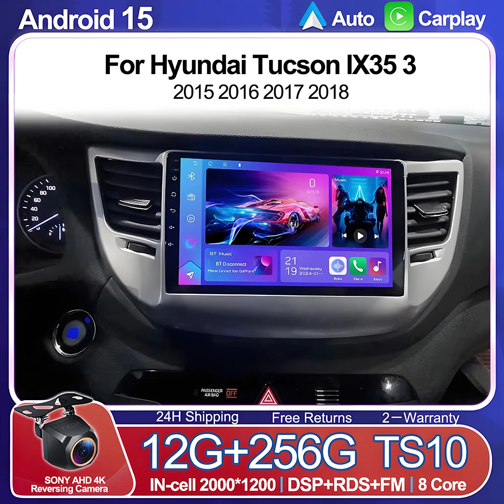 

Android 15 Car Radio For Hyundai Tucson IX35 3 2015 2016 2017 2018 GPS Touch Screen WIFI No 2din DVD Multimedia Video Player