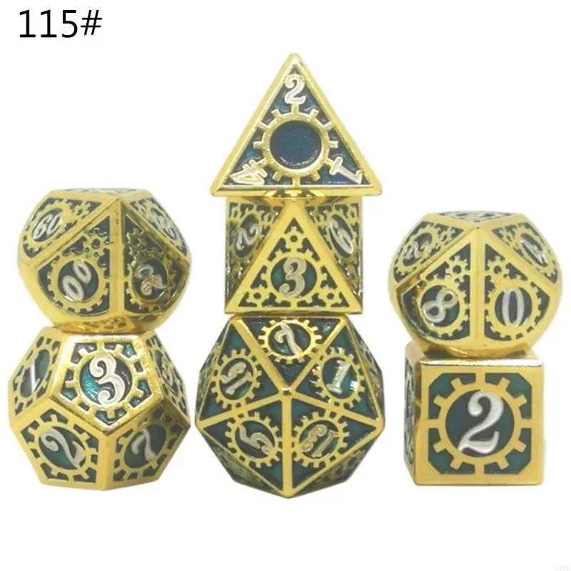 7 قطع زنبق زنك الزنك المعدني مجموعة polyhedral gear نمط الجدول لعبة الزهر سهلة القراءة الأرقام