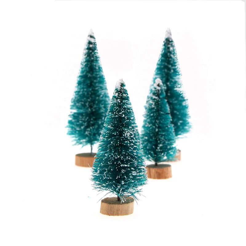 12pcs Mini Christmas Trees Sawtooth Design with Wooden Base, Perfect for DIY Home Decorations durable