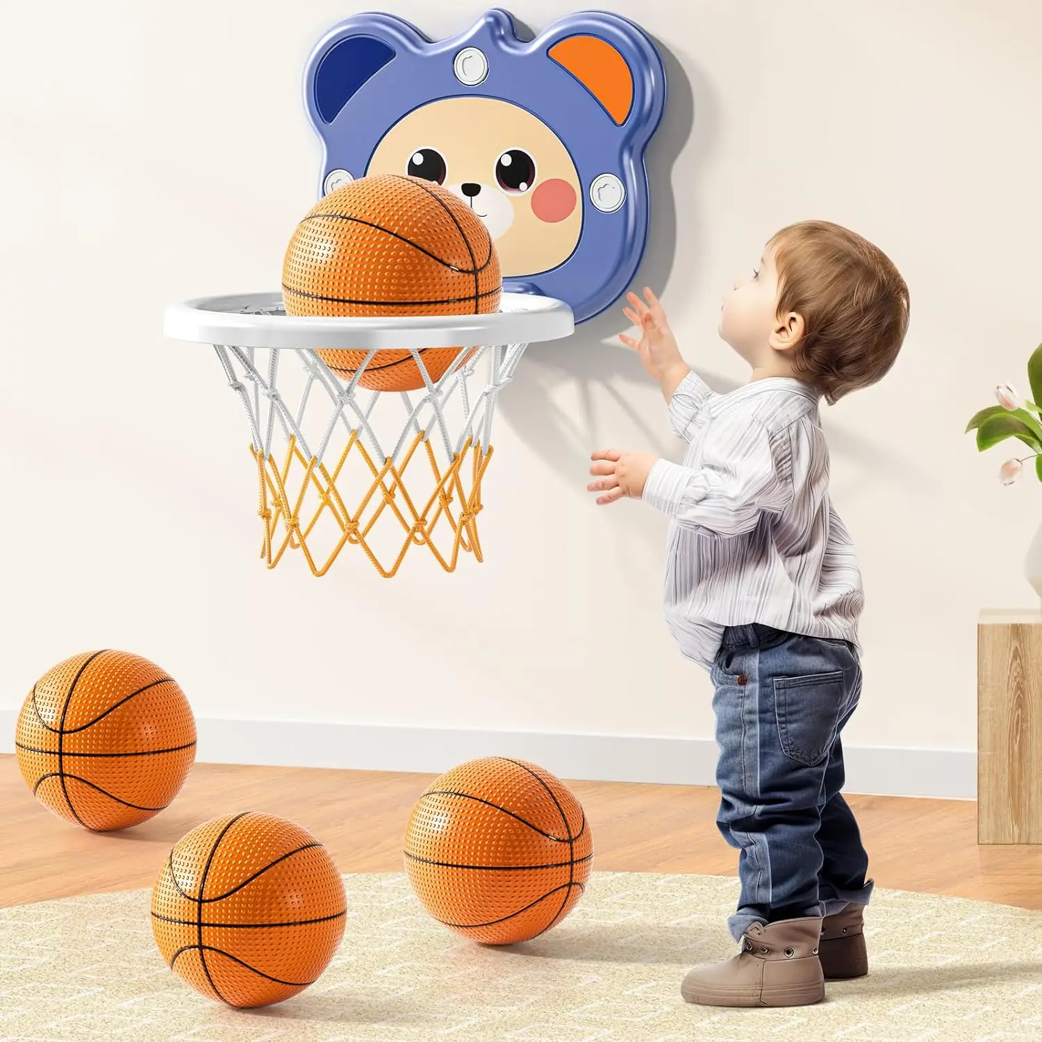 

Indoor Mini Basketball Hoop for Toddlers Kids Basketball Hoop with 4 Balls, Toddler Toys Birthday Gifts Party Favors For Kids