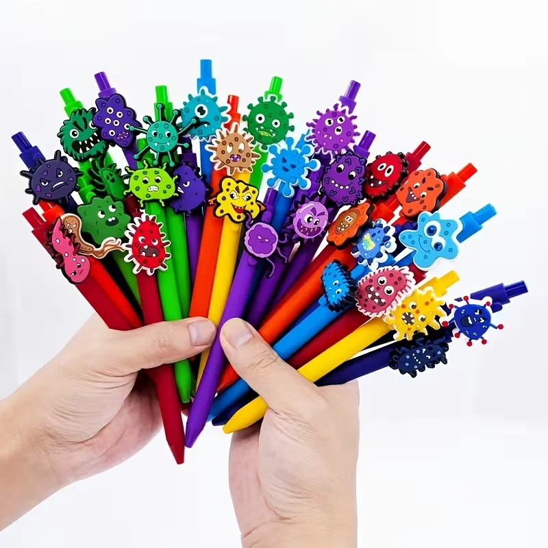 12 virus series ballpoint pens, virus microorganism creative design press ballpoint pen random style (2 pens+10 pen cores)
