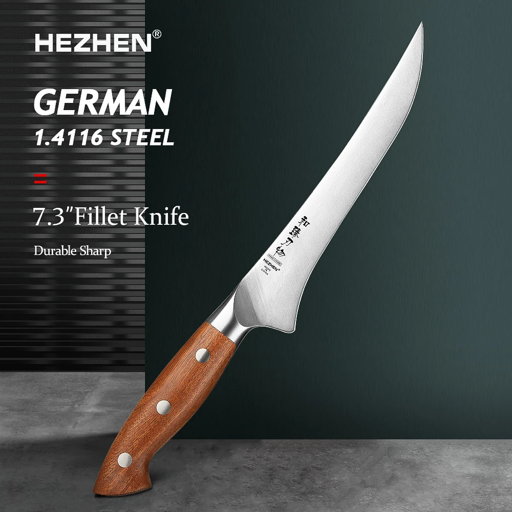 

HEZHEN Professional Deboning Knife - German Steel 1.4116 Flexible Blade for Perfect Fish Filleting & Sashimi Preparation
