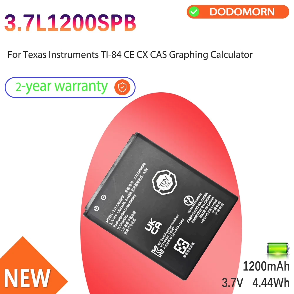 2 ans de garantie 3.7L1200SPB batterie pour Texas Instruments TI-84 CE CX CAS calculatrice graphique Batteries Pack 1200mAh