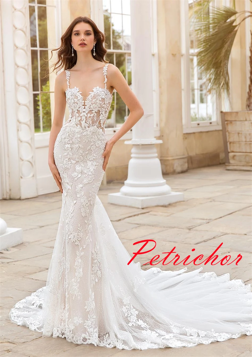 맞춤형 고품질 화이트 Organza 웨딩 드레스 우아한 Strapless 스파게티 스트랩 민소매 신부 가운 Backless Dress