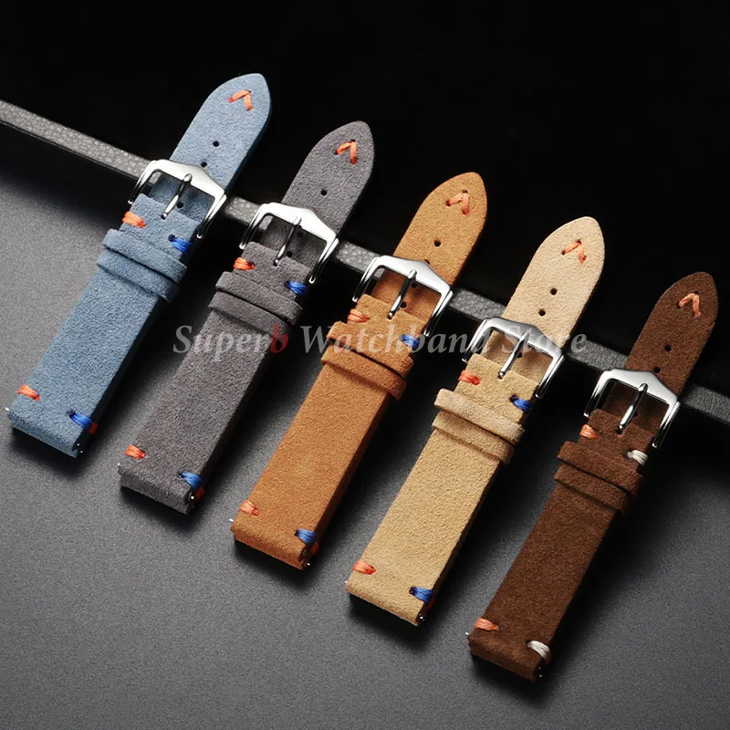 لينة خياطة الجلد المدبوغ حزام 22 مللي متر 18 مللي متر 20 مللي متر لسامسونج Watch6 5/4/3 جلد العجل سوار للنساء الرجال معصمه الإفراج السريع