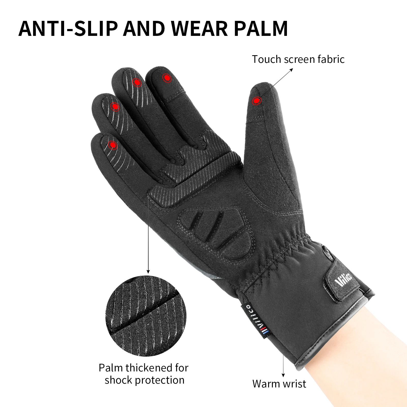 Outdoor Sports Winter Ski Gloves Waterproof Thicken Fleece Warm Cycling Gloves SBR Pad Shockproof Thermal Motorcycle Gloves