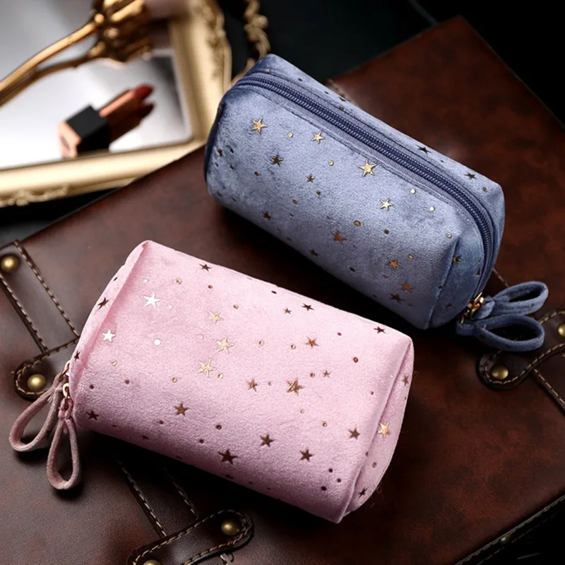 Girl Velvet Makeup Bag Organizer Soft Girl Lipstick Storage Bag Women Toiletry Beauty Make Up Case Pouch Portable Cosmetic Bag