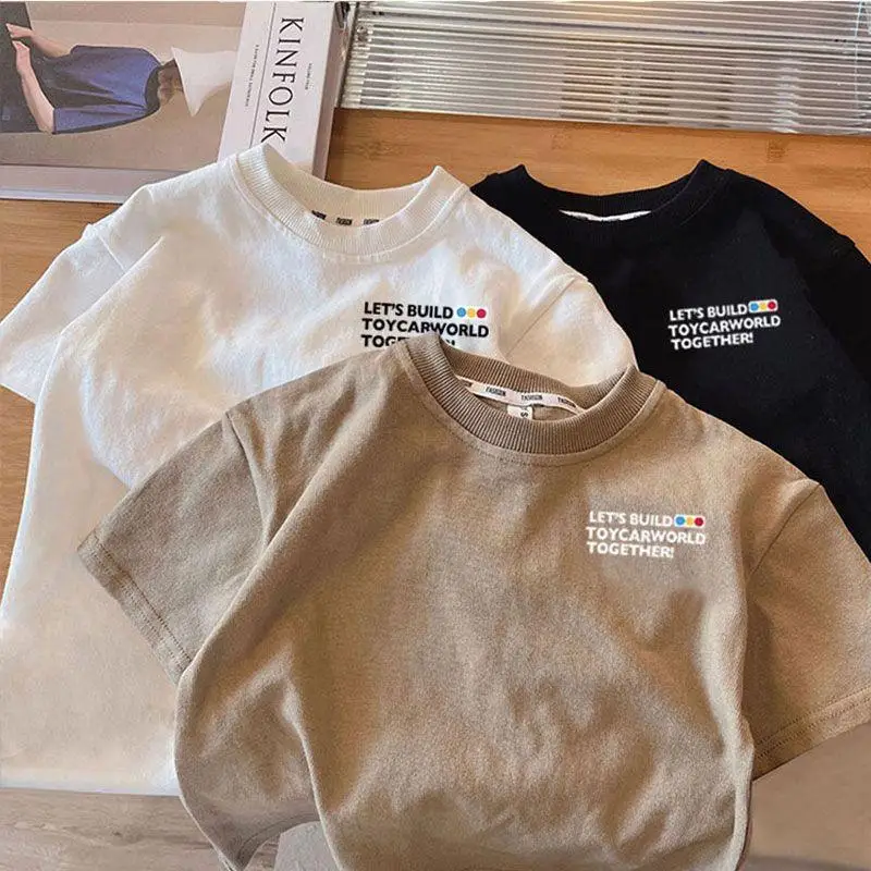 

2026 Summer Baby Girls' Cute T-Shirt Clothing Kids Short Sleeve Cartoon Cars Tee Tops Children Boys Top Clothes Loose Costume