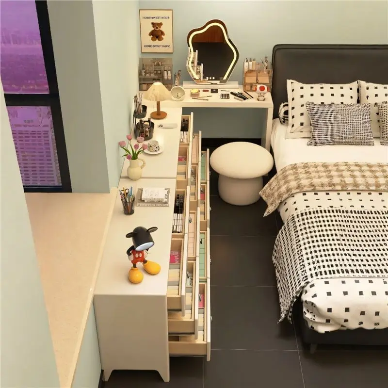 dressing table, modern simple bedroom dressing table, chest storage integrated