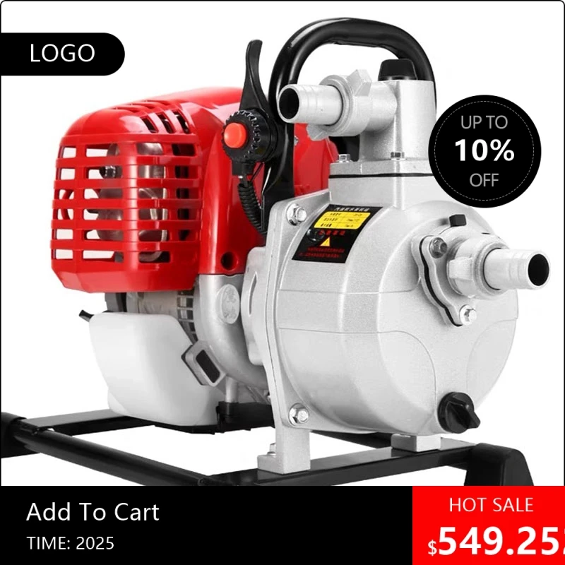 

080808Корисовный водяной насос высокой мощности 3,8 кВт, портативная ирригационная машина для сельскохозяйственных угодий, двухтактный водяной насос с двигателем 1