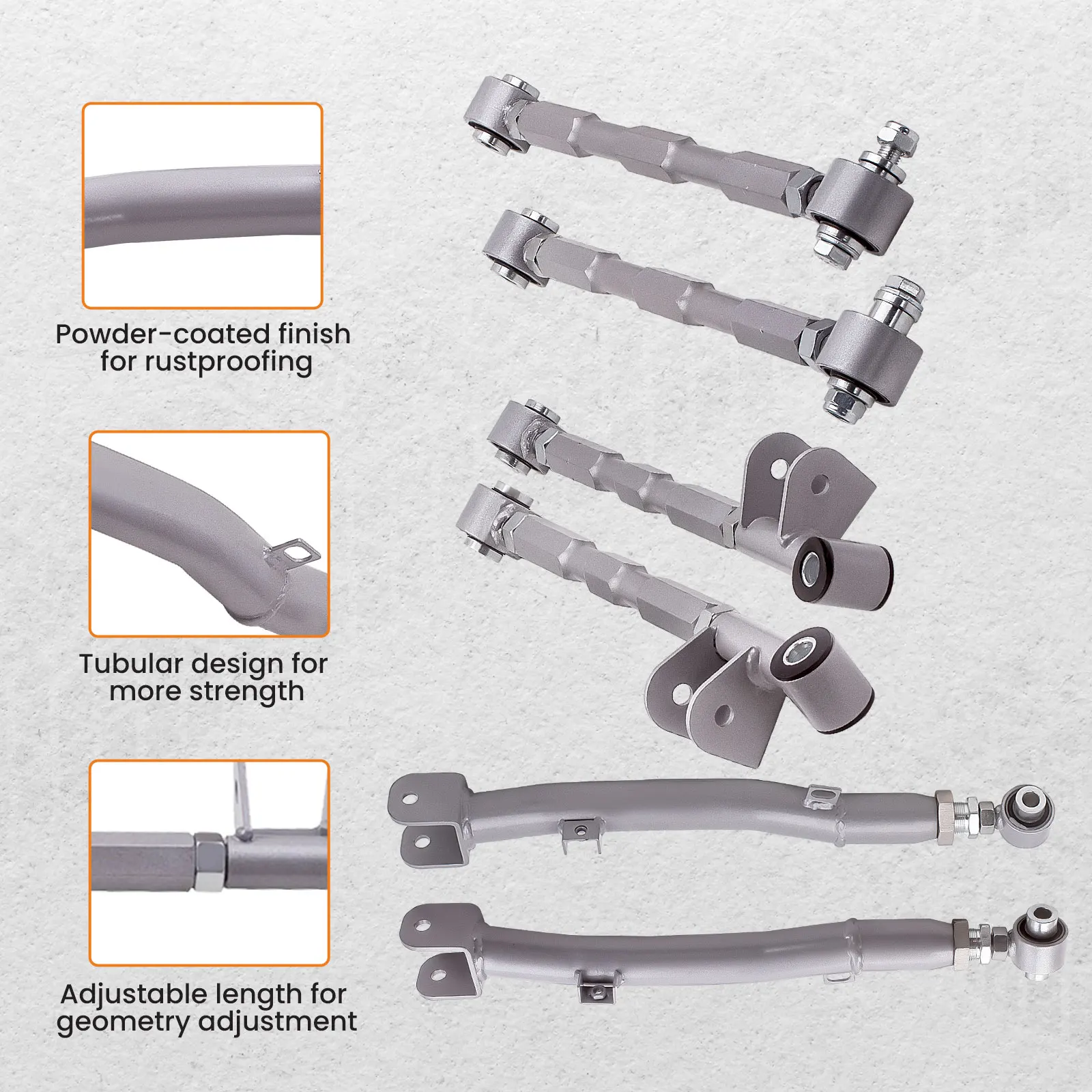 Rear Full Adjustable Lateral Link Traling Arm 6 Link Kit for Subaru Impreza WRX Rear Suspension Adjustable for  STi GDA 02-07