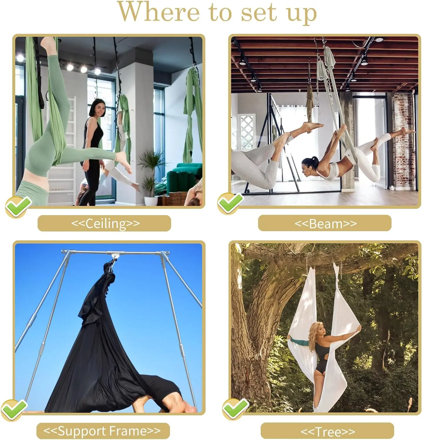 4M Aerial Yoga Hammock Set Yoga Swing Aerial Silk with Extension Straps and Carabiners Improved Flexibility Core Strength