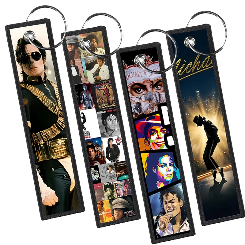

Musician Michael Jackson Webbing Keychain Fan Souvenirs Canvas Keyring MJ Print Motorcycle Ribbon Key Chain Bag Phone Lanyard