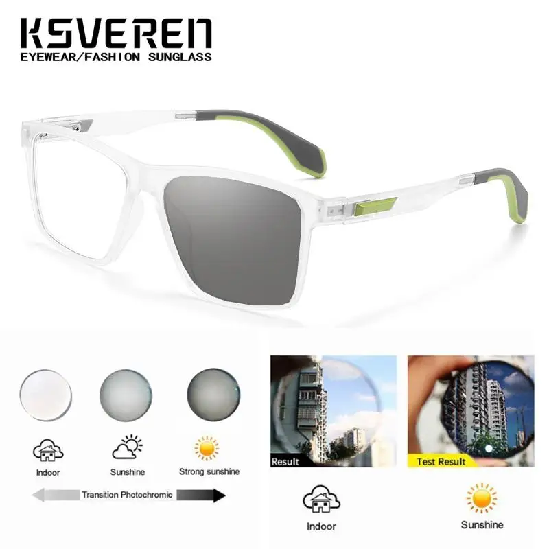 KSVEREN TR90 Square Photochromic Reading Glasses for Women Men Fashion Optical Eyewear Prescription Glasses Glasses Frame