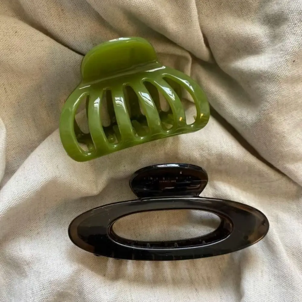 Vintage Plastic Hollow Pumpkin Hair Clip Geometric Styling Tools Ponytail Holder Ellipse Hair Claws Gift