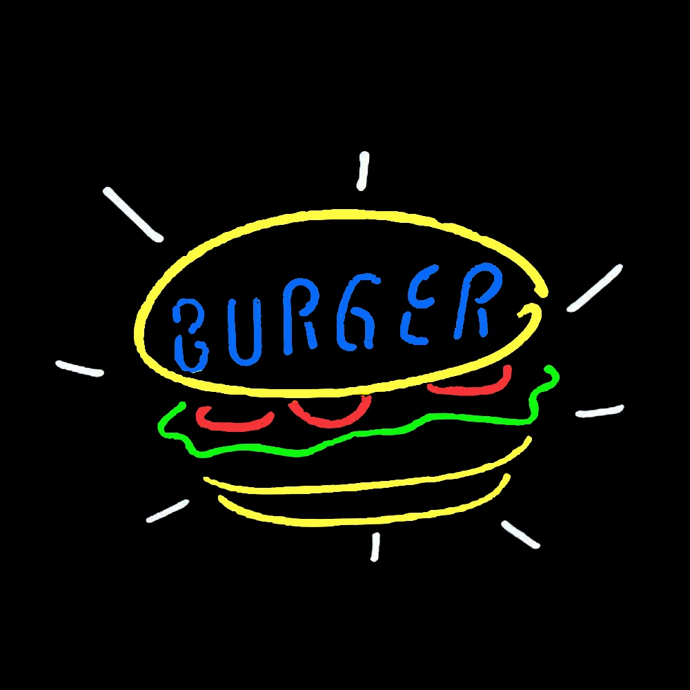 Hamburger Burger Neon Sign Light Custom Handmade Real Glass Tube Store Advertise Room Decoration Display Lamp On Wall 17