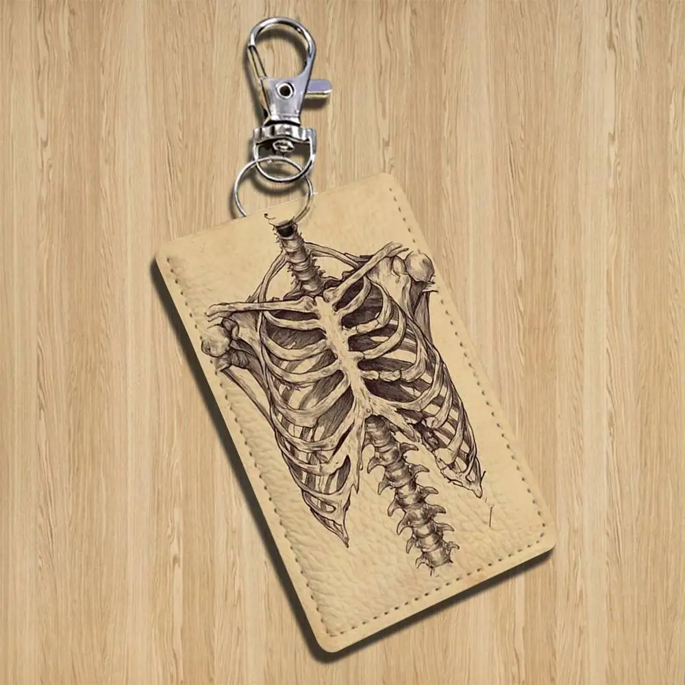 M-anatomia médica arte humans chaveiro titular adequado para cartão de banco de metrô ônibus caso crachá titular carteira cartão padrão texturizado