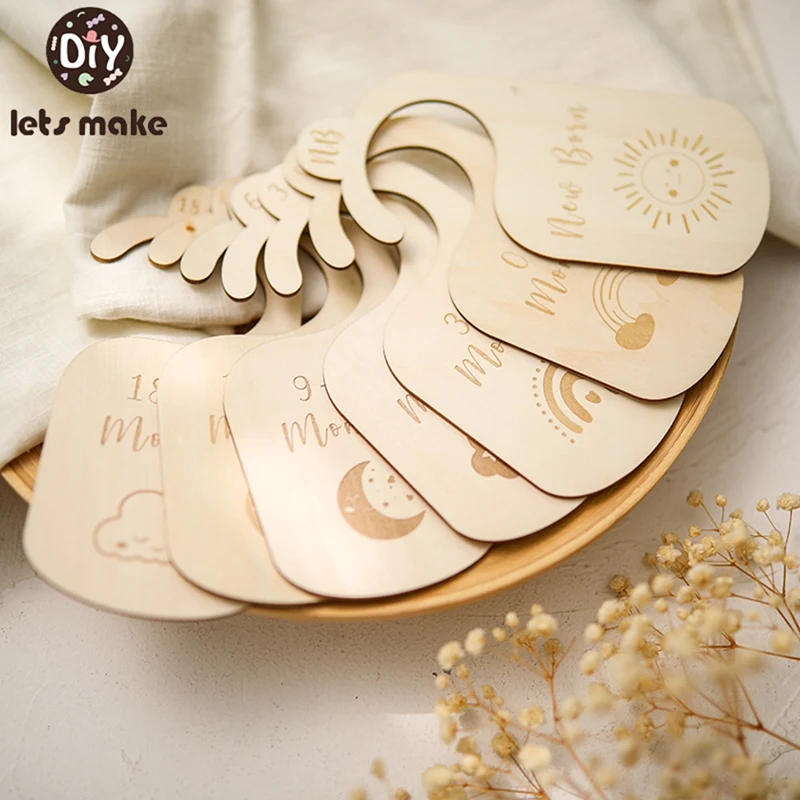 

Wooden Baby Milestone Cards Closet Dividers Clothes Organizers Memorial Monthly Baby Commemorativenir Newborn Photo Accessories