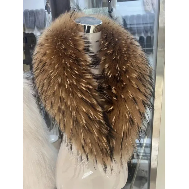 Raccoon Fur Collar Female Winter Fur Collar Coat Jacket Shawl Women Furry Fur Collar Scarves Neck Warmer Natural Fur Scarves