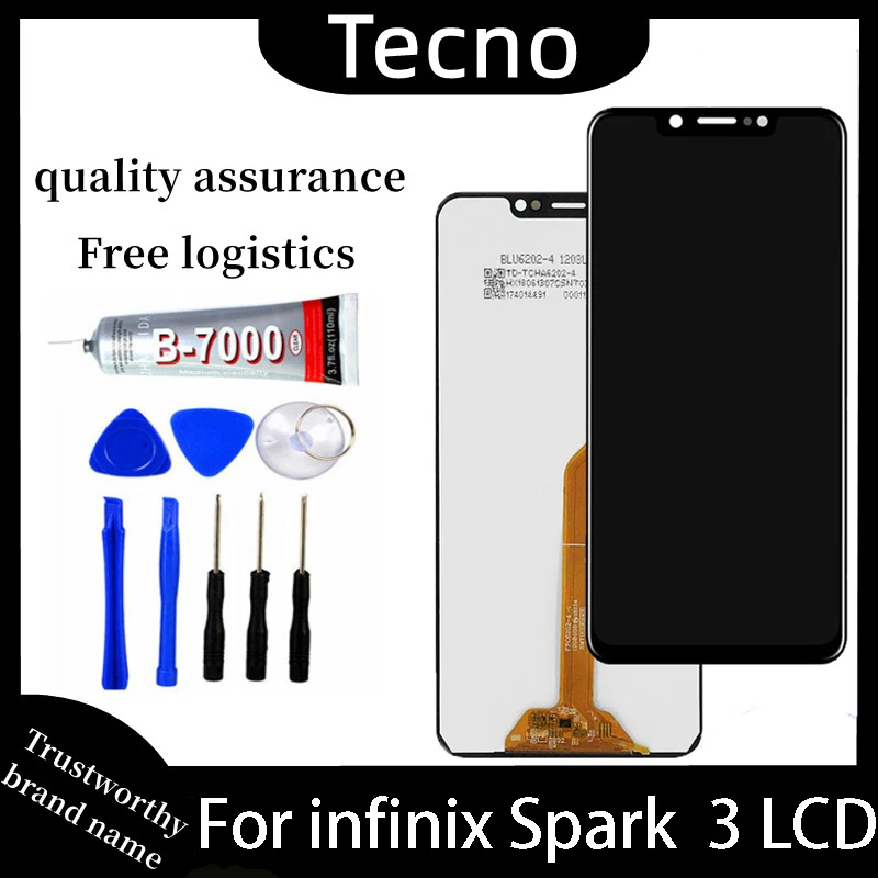 

High quality black 6.2 inch for Tecno spark 3 kb7 lcd display touch screen digitizer assembly spare parts