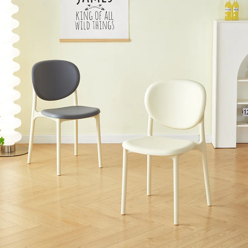 dining chair household cream wind plastic chair thickened backrest stool outdoor stackable simple modern milk tea shop chair