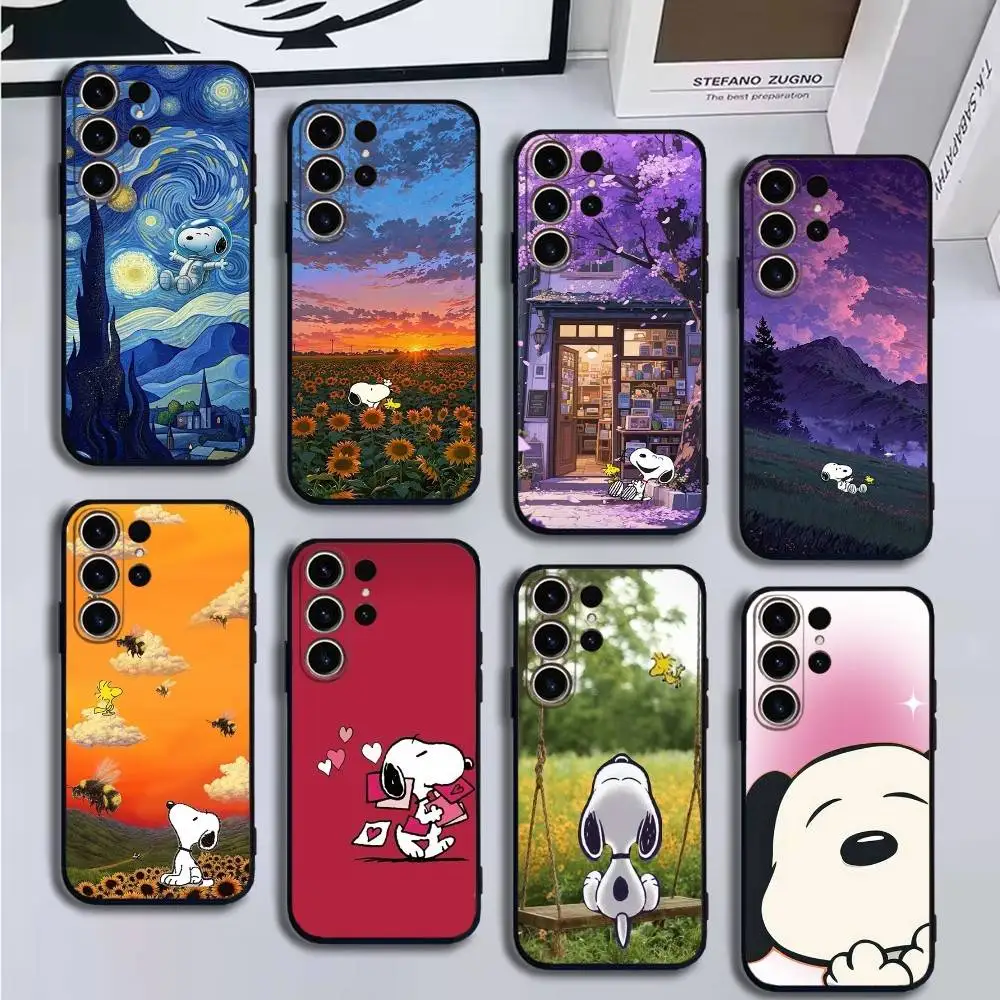 

Anime Cartoon-S-Snoopy-s Phone Case For SamsungS25,24,21,22,23,30,Ultra,20,Plus,Fe,Lite,Note,10,9,Soft Black Cover