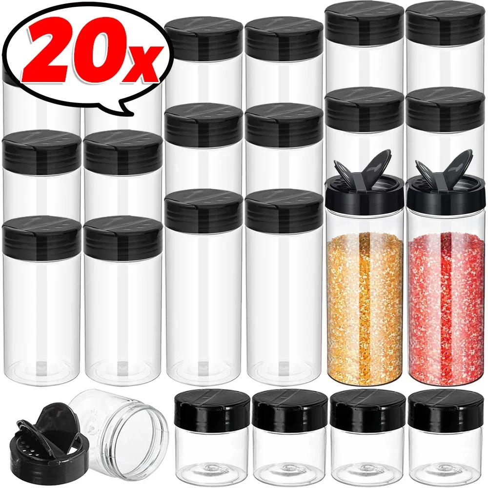 1/20x Transparent Seasoning Jars Salt Pepper Shaker Bottles Spice Condiment Storage Boxes Powder Storage Container Kitchen Tools