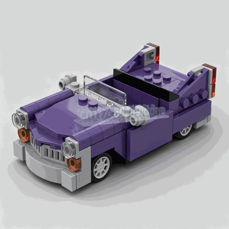 149Parts Purple Retro Convertible Car Building Blocks Classic Roadster Vehicle Model DIY Assembly Toy Creative Collection Gift