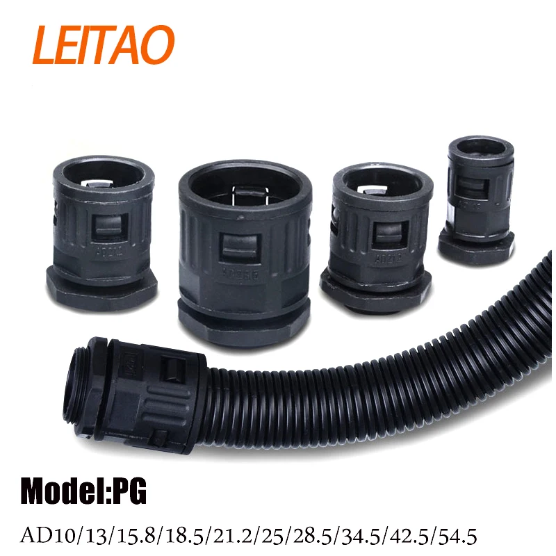 

Corrugated Pipe Joint Plastic Tube Connecto Bellows Joint AD10-PG7-AD54.5-PG48 Cable Gland Nylon Joint