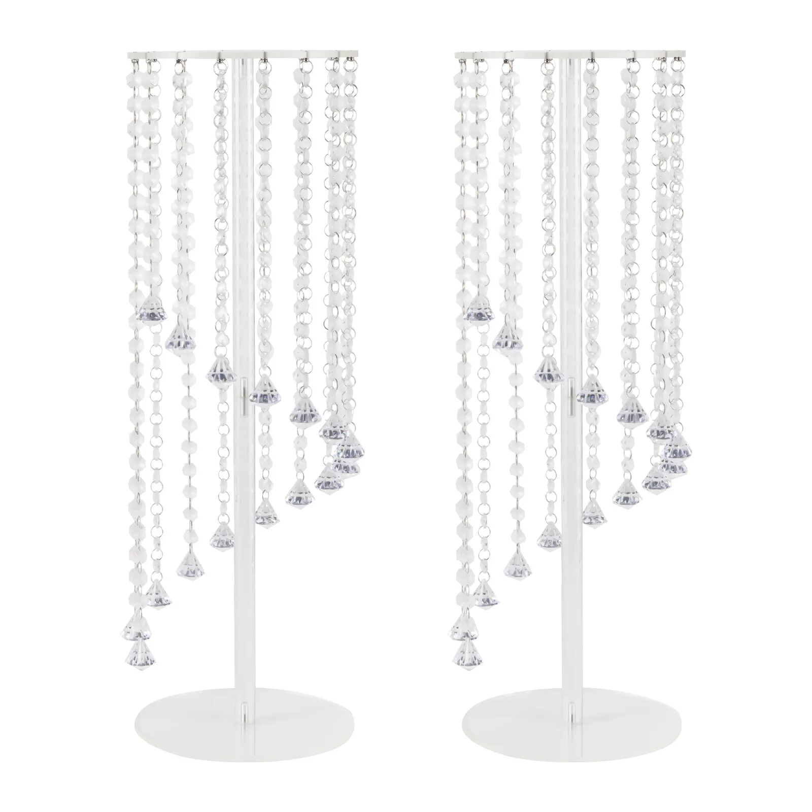 

2 Pack Acrylic Crystal Flower Stand 20x20x60cm, Clear Floral Display Rack for Wedding Party Home Decor