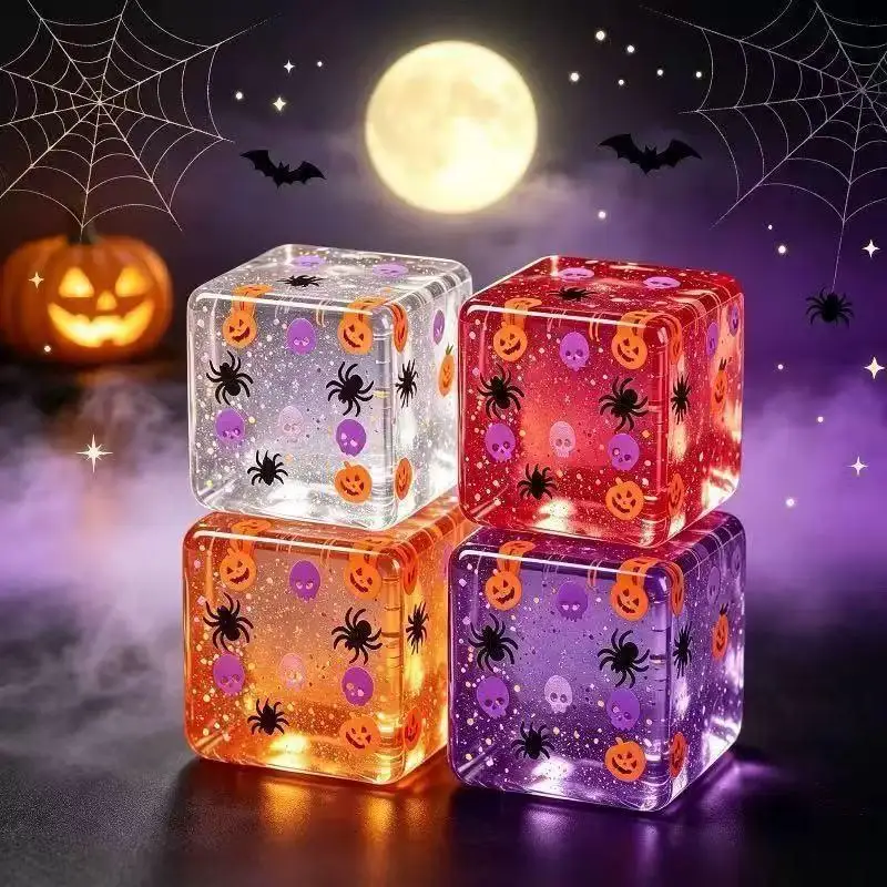 Halloween TPR Ice Cube Toy Pumpkin Spider Pattern Slow Rebound Stress Relief Squeeze Vent Fidget Toy Gift