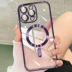 Magnetic Cases For iPhone 17 Air 16 15 14 13 12 11 Pro Max For Magsafe Case Plating Clear Soft Silicone Wireless Charge Cover